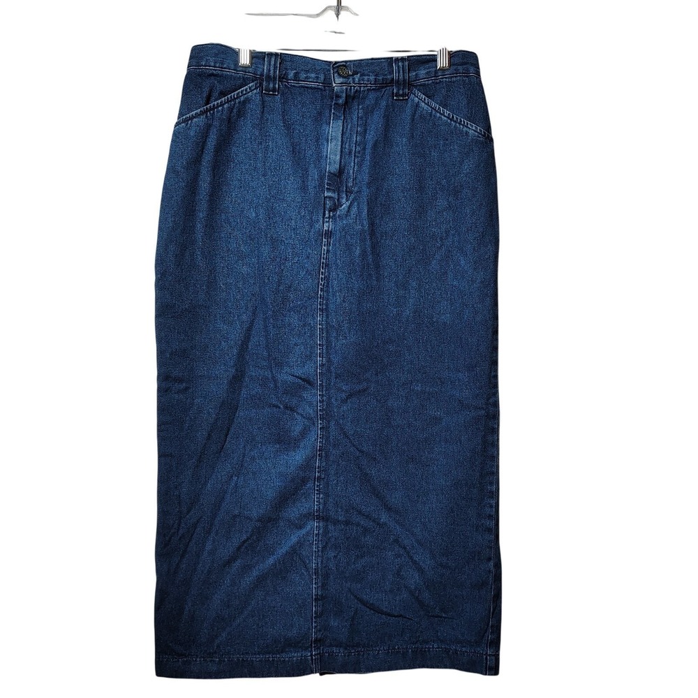Riders Casuals Blue Denim Maxi Skirt Womens Size 12 High Waist Long Back Slit M